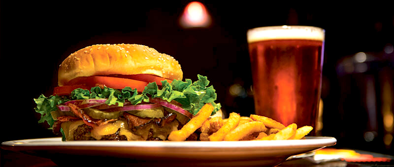 Burger and Fried with Beer denoting Australian food