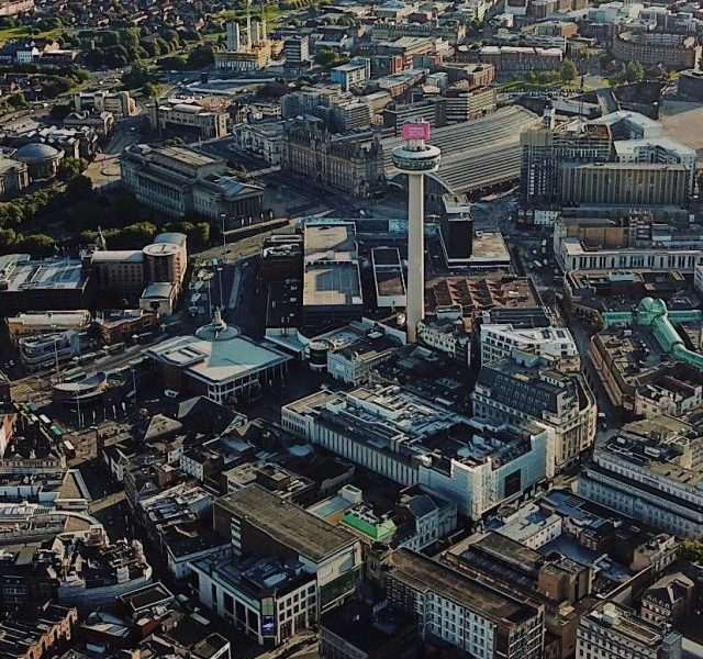 Aerial view of Liverpool city