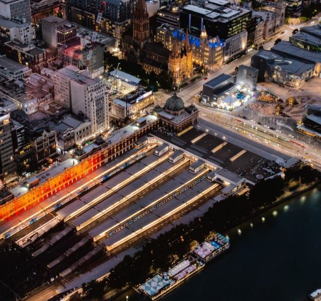 Melbourne city in Australia at night